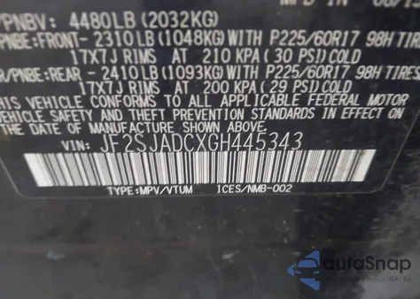 2016 Subaru Forester 2.5I Premium из США, поврежденный, VIN JF2SJADCXGH445343